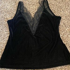 Black with lace V-neck tank